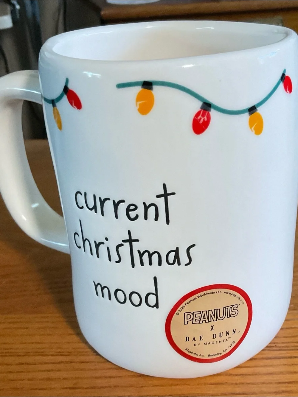 Rae Dunn Peanuts Snoopy Puffer Jacket CURRENT CHRISTMAS MOOD 18 oz Ceramic Mug - Picture 2 of 5
